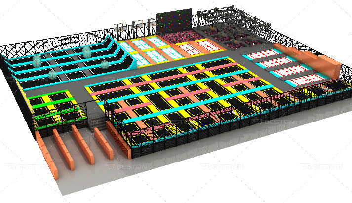 Trampoline park equipment design